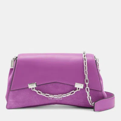 Pre-owned Karl Lagerfeld Karl Lagerfield Kseven 2 Sp Cb Suede Purple Suede Shoulder Bag