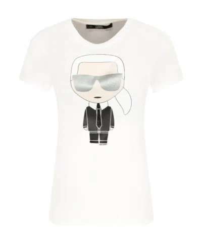 Karl Lagerfeld Karl Lagergeld-print Organic-cotton T-shirt In White
