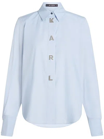 Karl Lagerfeld Karl Lettering Organic-cotton Shirt In Blue