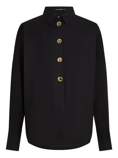 Karl Lagerfeld Karl-letters-buttons Shirt In Black