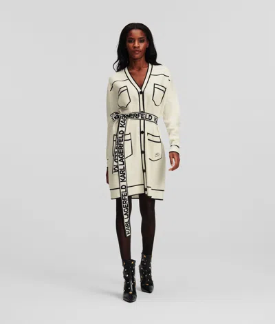 Karl Lagerfeld Karl Logo Belted Cardigan In Neutral
