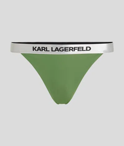 Karl Lagerfeld Logo-waistband Bikini Bottoms In Green