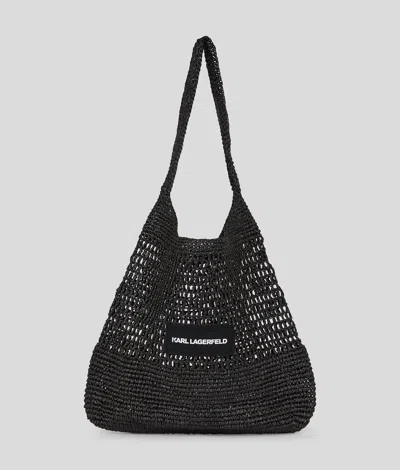 Karl Lagerfeld Karl Logo Crochet Beach Bag In Black