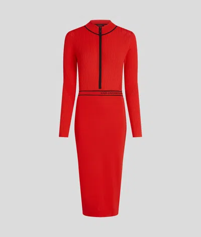 Karl Lagerfeld Karl Logo Knit Dress In Red
