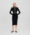 Karl Lagerfeld Logo-intarsia Knitted Dress In Black