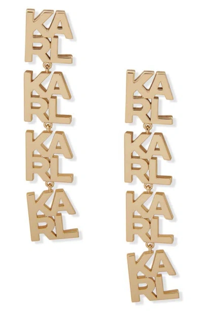 Karl Lagerfeld Karl Logo Linear Drop Earrings In Gold