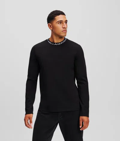 Karl Lagerfeld Karl Logo Long-sleeved T-shirt In Black