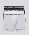 Karl Lagerfeld Three-pack Organic-cotton Boxer Briefs In Multi
