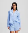 Karl Lagerfeld Karl Logo Pajama Shorts Set In Blue