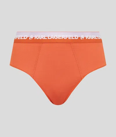 Karl Lagerfeld Karl Logo Ribbed Culottes In Orange