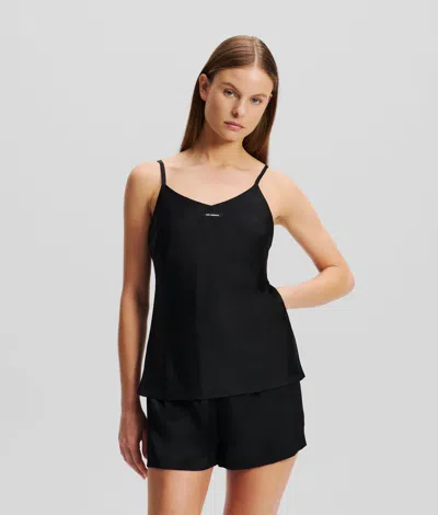 Karl Lagerfeld Karl Logo Satin Pajama Set In Black