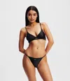 Karl Lagerfeld Karl Logo Satin Triangle Bra In Black