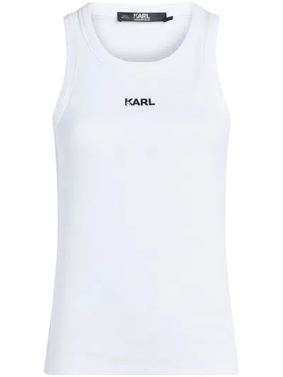 Karl Lagerfeld Karl Logo Tank Top In White