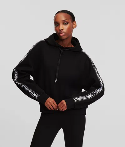 Karl Lagerfeld Karl Logo Tape Hoodie In Black