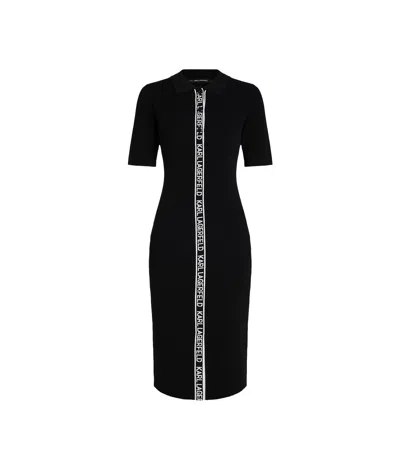 Karl Lagerfeld Karl Logo Tape Knit Dress In Black