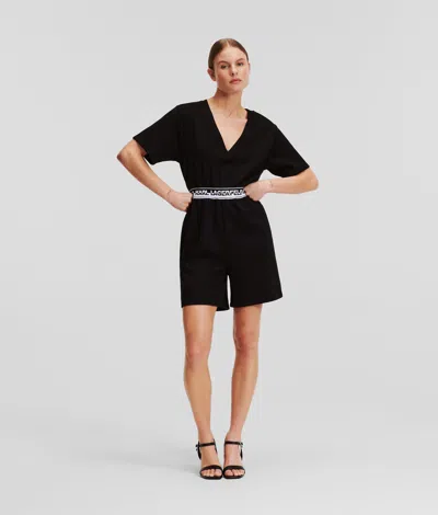 Karl Lagerfeld Karl Logo Tape Romper In Black