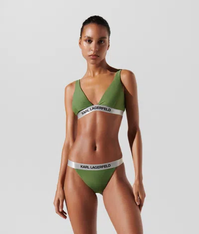 Karl Lagerfeld Karl Logo Triangle Bikini Top In Green