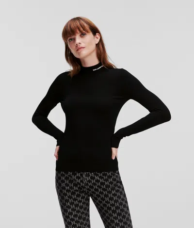 Karl Lagerfeld Karl Logo Turtle-neck Sweater In Black