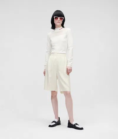 Karl Lagerfeld Karl Monogram Satin Shorts In White