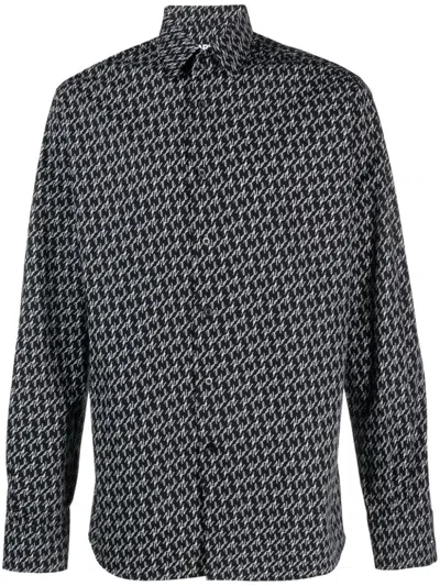 Karl Lagerfeld Karl Signature Cotton Shirt In Black