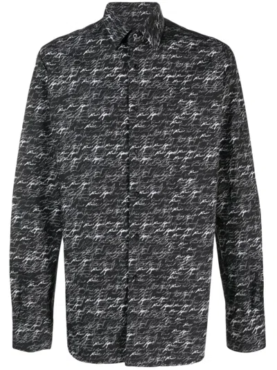 Karl Lagerfeld Karl Signature Cotton Shirt In Black
