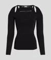 Karl Lagerfeld Karl Signature Cutout Sweater In Black