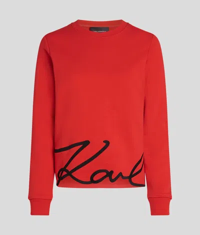 Karl Lagerfeld Karl Signature Hem Sweatshirt In Red