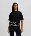 Karl Lagerfeld Karl Signature Hem T-shirt Woman T-shirt Black Size S Organic Cotton In Black