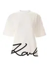 Karl Lagerfeld Signature Hem T-shirt In White