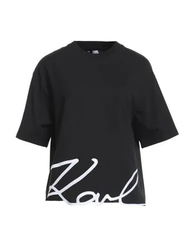 Karl Lagerfeld Karl Signature Hem T-shirt Woman T-shirt Black Size S Organic Cotton