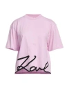 Karl Lagerfeld Karl Signature Hem T-shirt Woman T-shirt Pink Size L Organic Cotton In Pink
