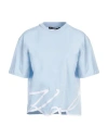 Karl Lagerfeld Karl Signature Hem T-shirt Woman T-shirt Sky Blue Size S Organic Cotton