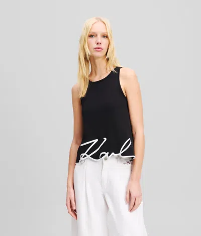 Karl Lagerfeld Karl Signature Hem Tank Top In Black