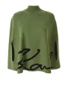 Karl Lagerfeld Karl Signature Knitted Cape In Green