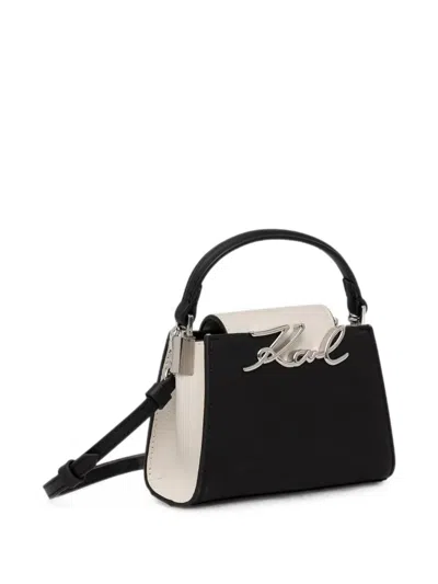 Karl Lagerfeld Karl Signature Logo-plaque Mini Shoulder Bag In Black