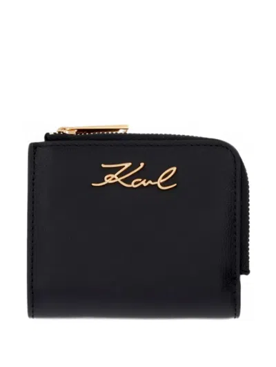 Karl Lagerfeld Karl Signature Logo-plaque Wallet In Black