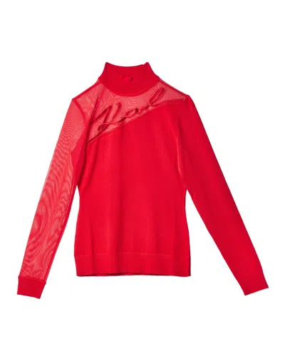 Karl Lagerfeld Karl Signature Mock Neck Jumper In Red