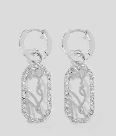 Karl Lagerfeld Karl Signature Pavé Drop Earrings