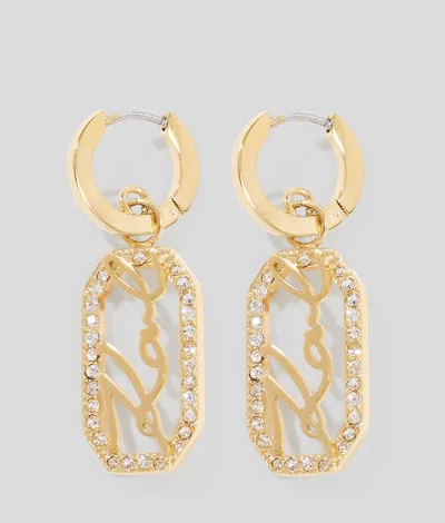 Karl Lagerfeld Karl Signature Pavé Drop Earrings