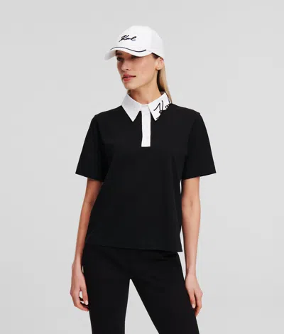 Karl Lagerfeld Karl Signature Polo Shirt In Black