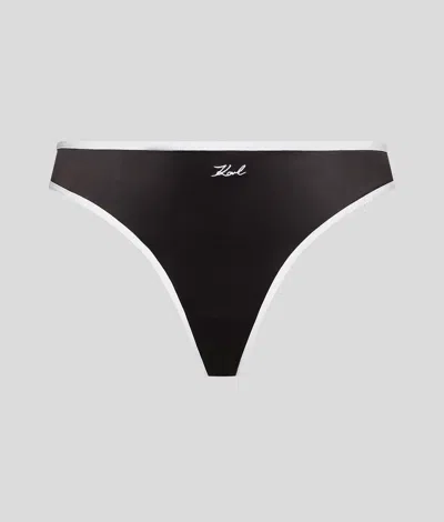 Karl Lagerfeld Karl Signature Satin Brazilian Brief In Black