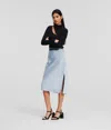 Karl Lagerfeld Karl Signature Satin Midi Skirt In Blue