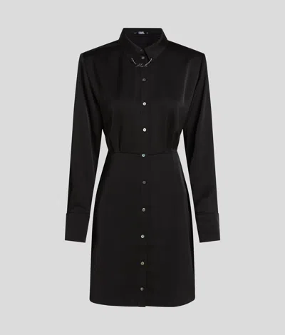 Karl Lagerfeld Karl Signature Satin Shirt Dress