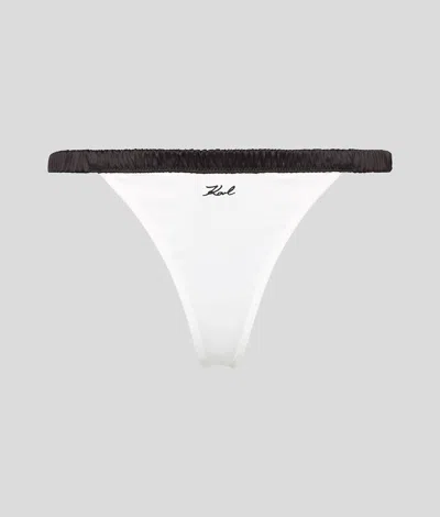 Karl Lagerfeld Karl Signature Satin Thong In White