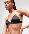 Karl Lagerfeld Karl Signature Satin Triangle Bra In Black