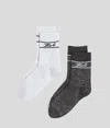 Karl Lagerfeld Signature Lurex Socks (pack Of Two) In Black