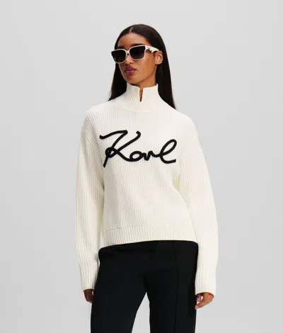 Karl Lagerfeld Karl Signature Soutache Sweater In White