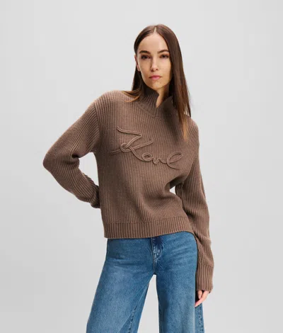 Karl Lagerfeld Karl Signature Soutache Sweater In Brown
