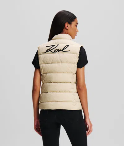Karl Lagerfeld Karl Signature Ultra Light Padded Gilet In Neutral