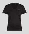Karl Lagerfeld V-neck Ruched T-shirt In Black
